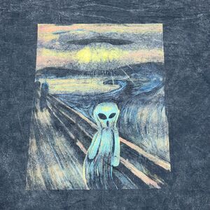 Fifth Sun LS Crop Tee "The Scream" UFO Graphic - Size Large